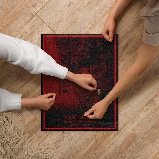 San Diego Black and Red Map Jigsaw Puzzle