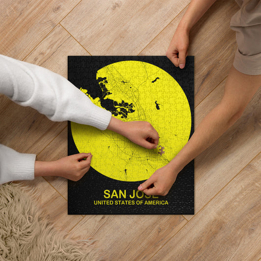 San Jose Circular Yellow Map Jigsaw Puzzle