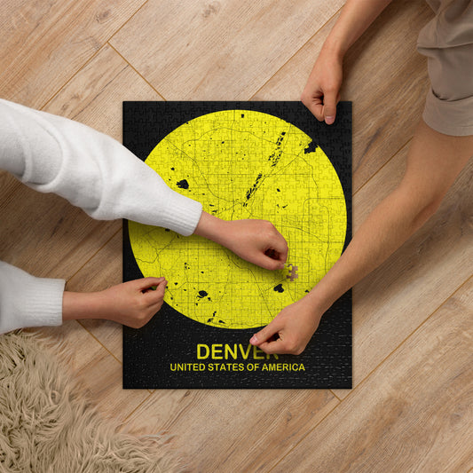 Denver Circular Yellow Map Jigsaw Puzzle