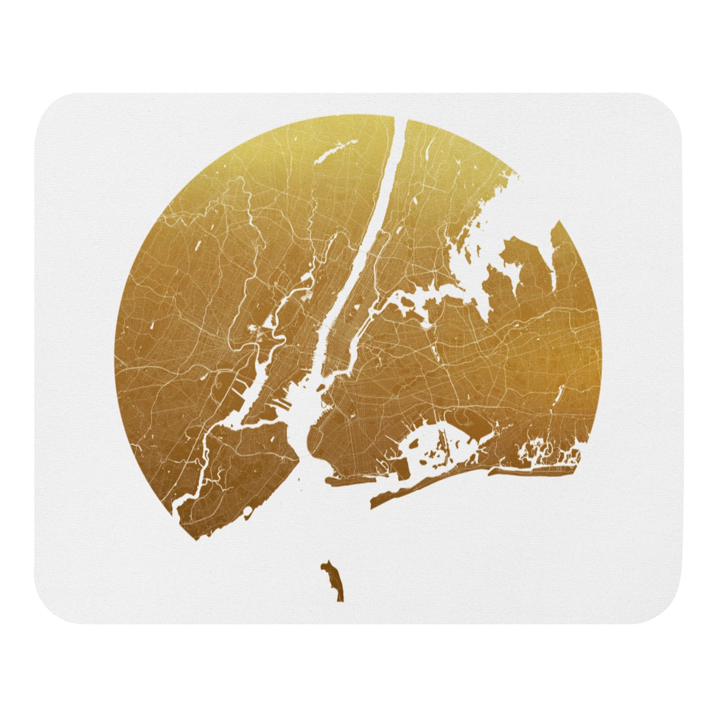 New York Gold on White Map Mouse Pad
