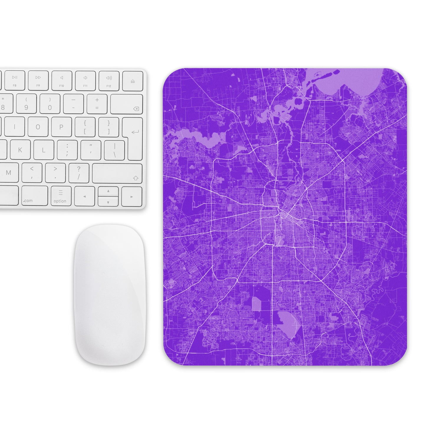 Houston Purple and White Map Mouse Pad