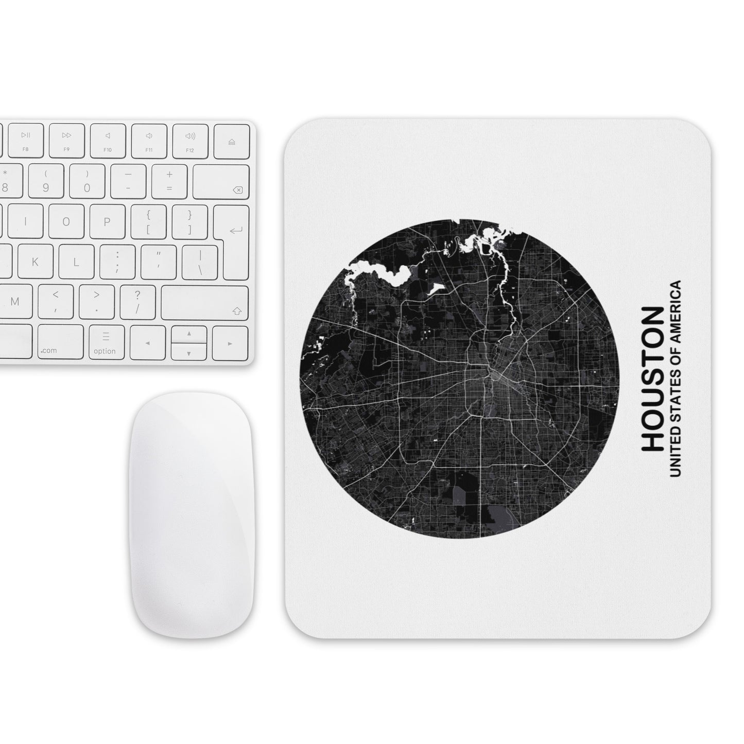 Houston Circular Black Map Mouse Pad