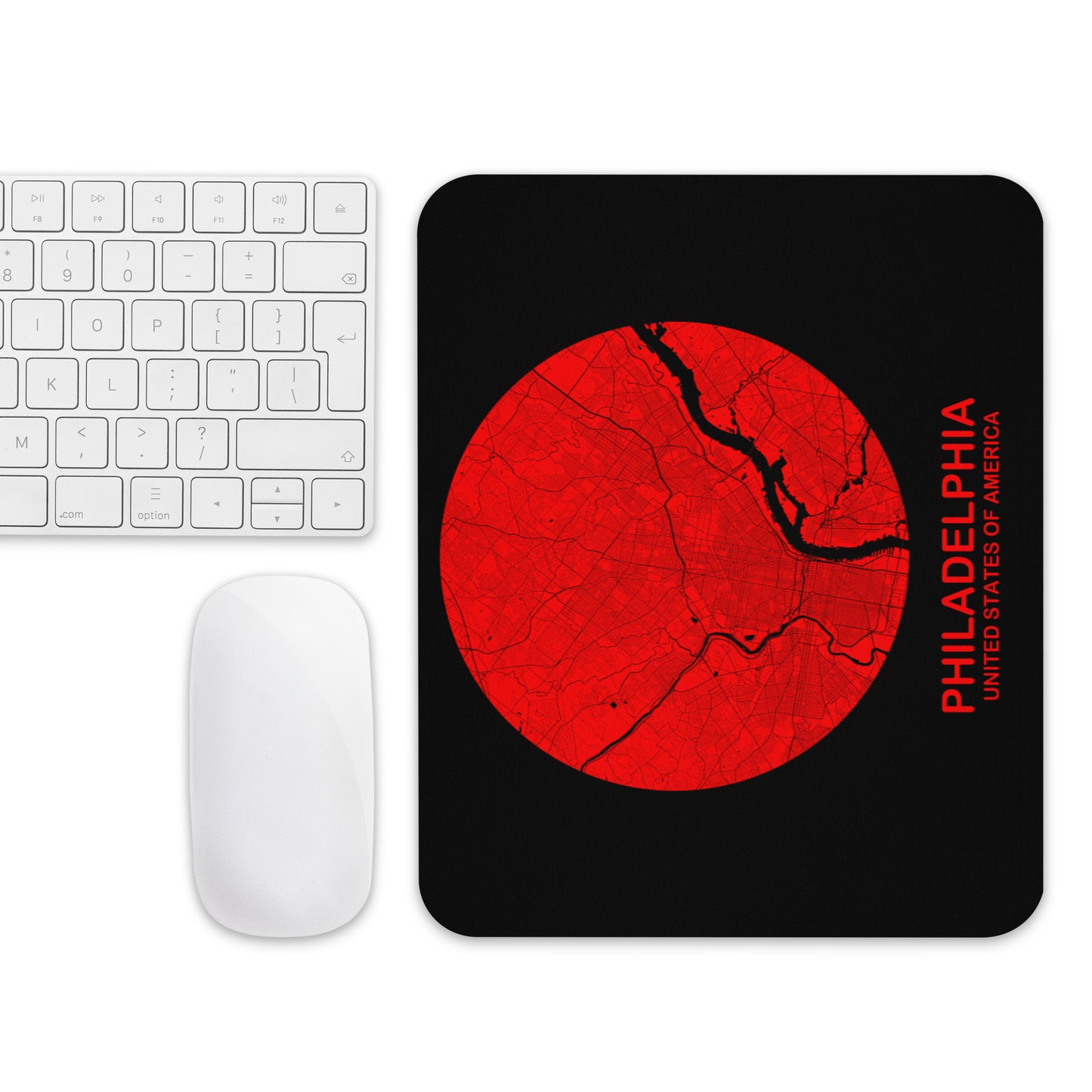 Philadelphia Circular Red Map Mouse Pad