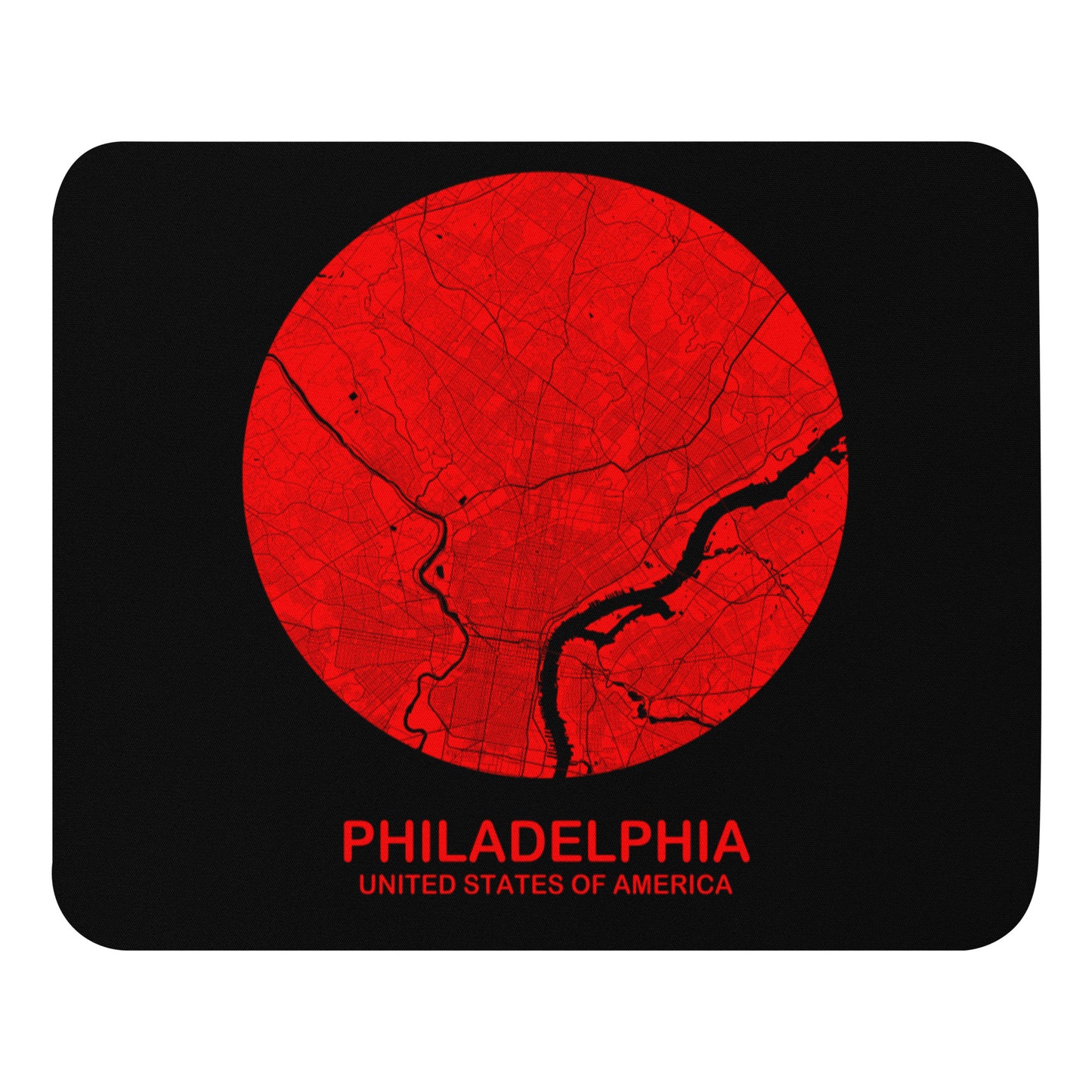 Philadelphia Circular Red Map Mouse Pad