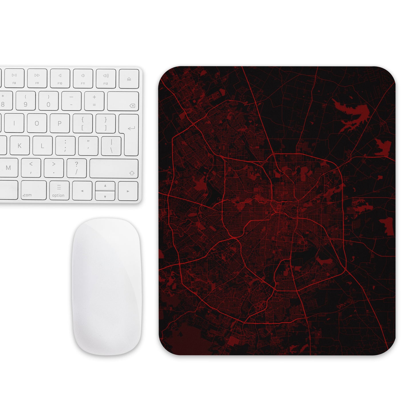 San Antonio Black and Red Map Mouse Pad