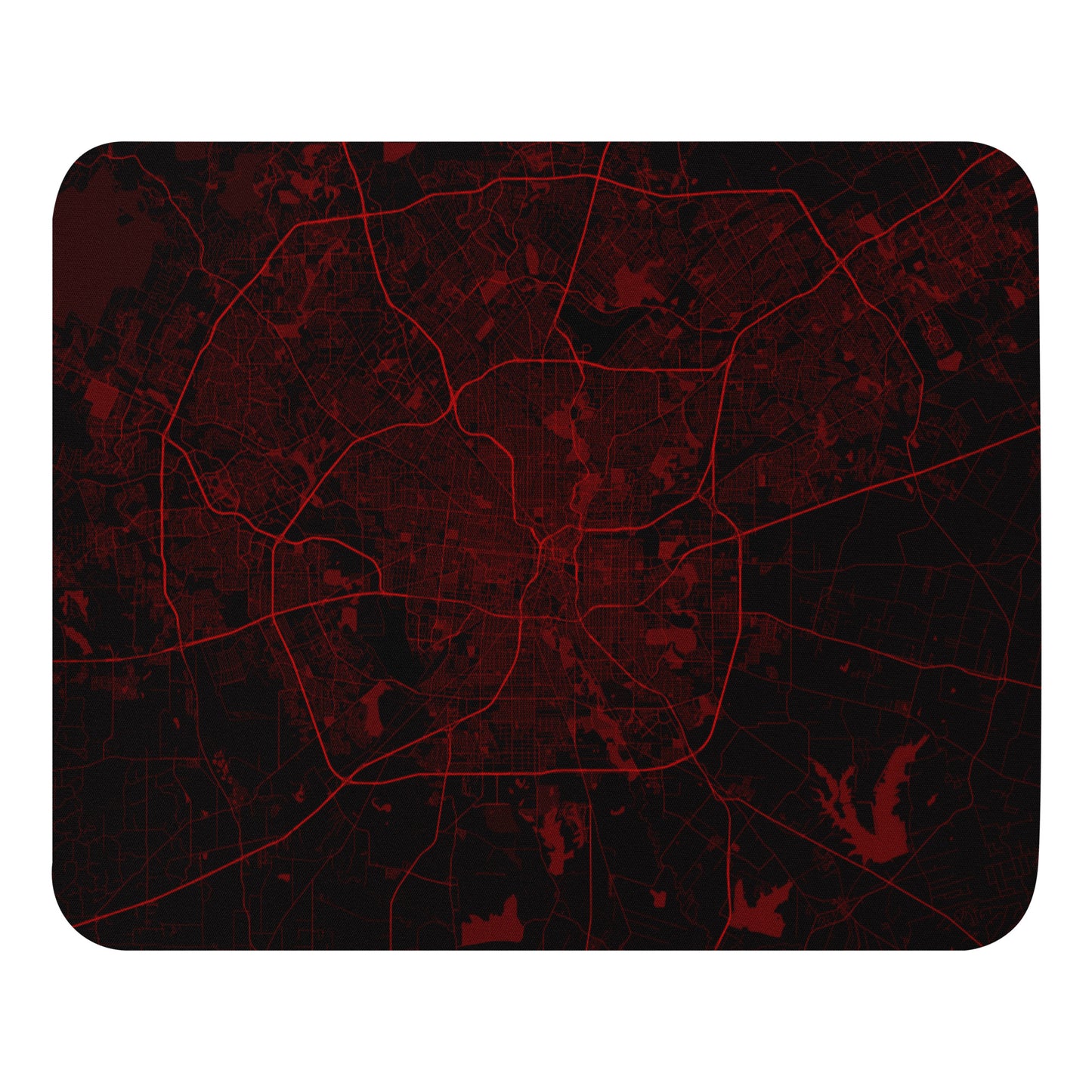 San Antonio Black and Red Map Mouse Pad
