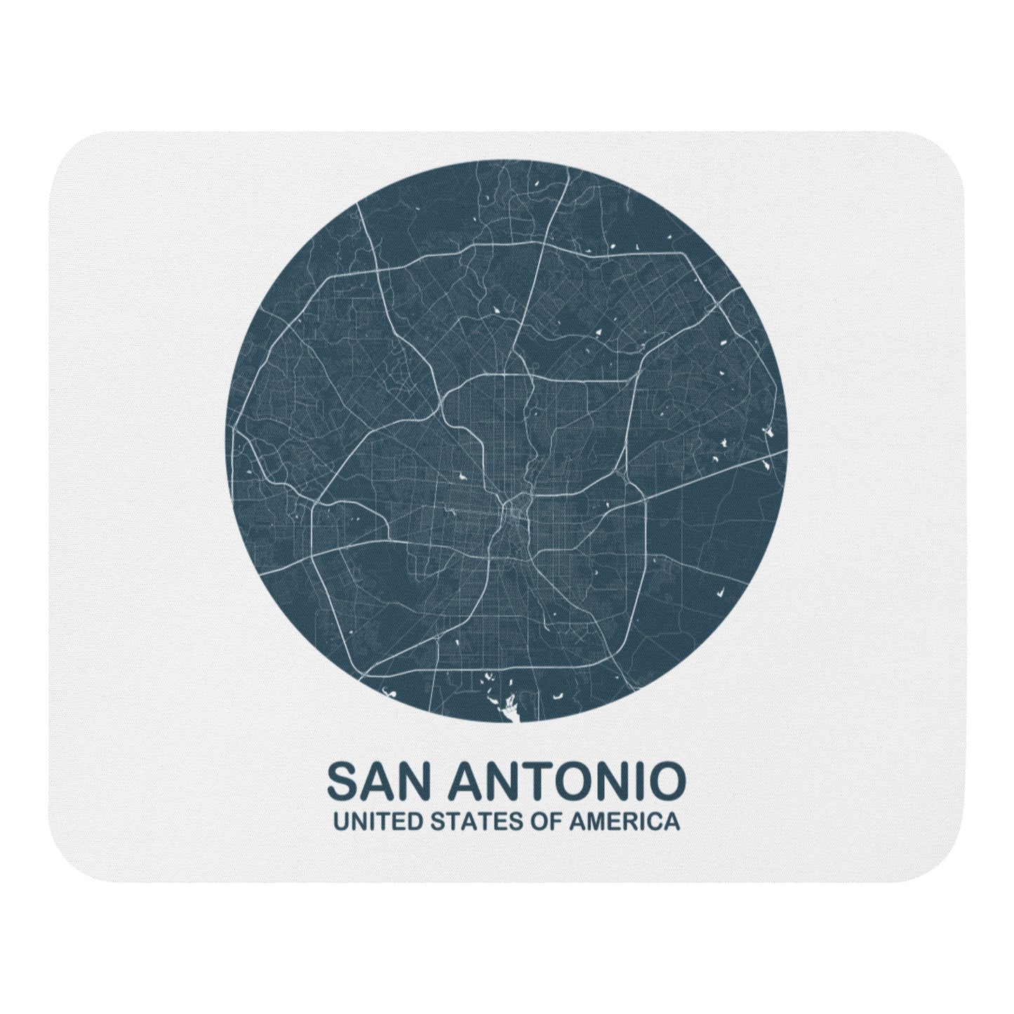San Antonio Circular Blue Map Mouse Pad