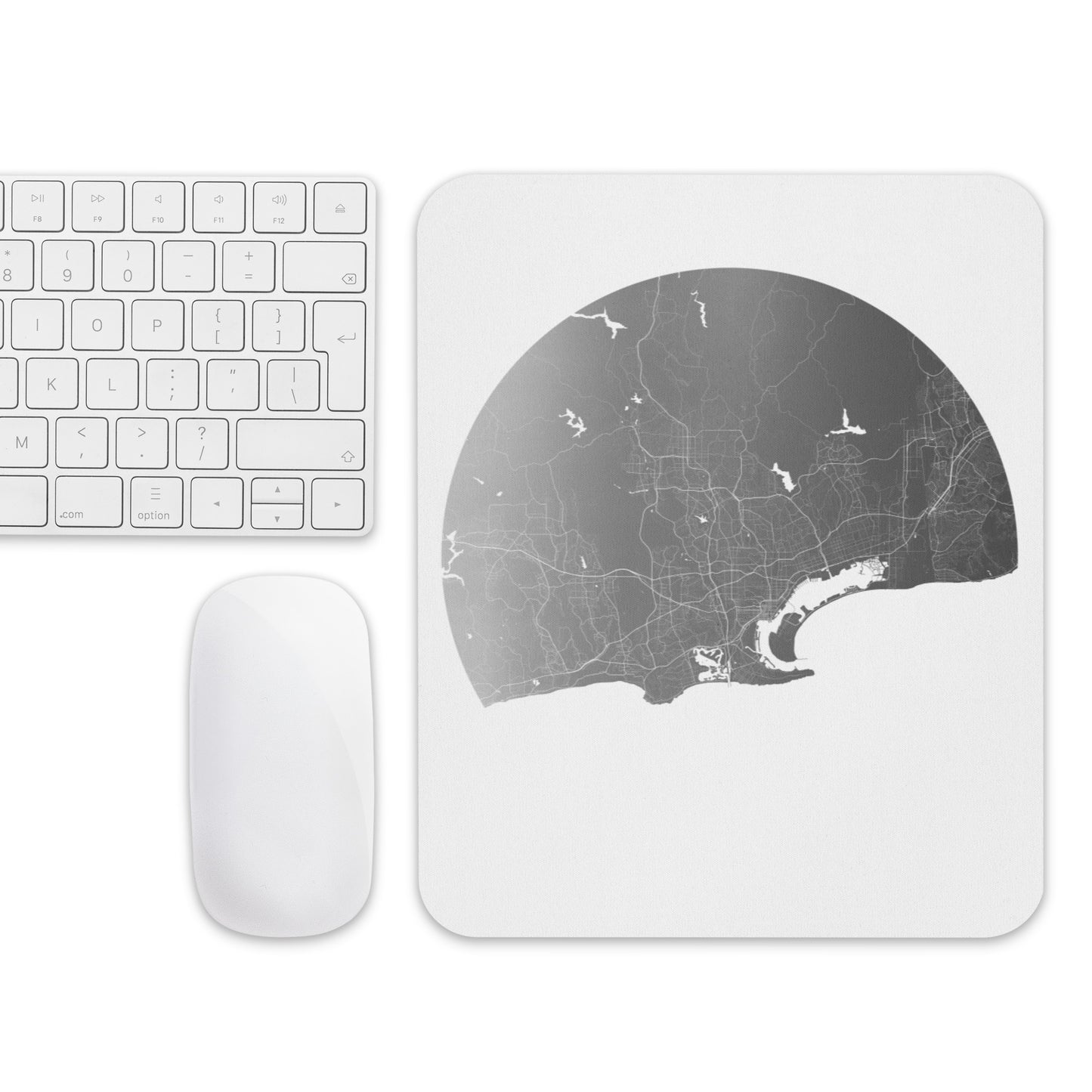 San Diego Silver on White Map Mouse Pad