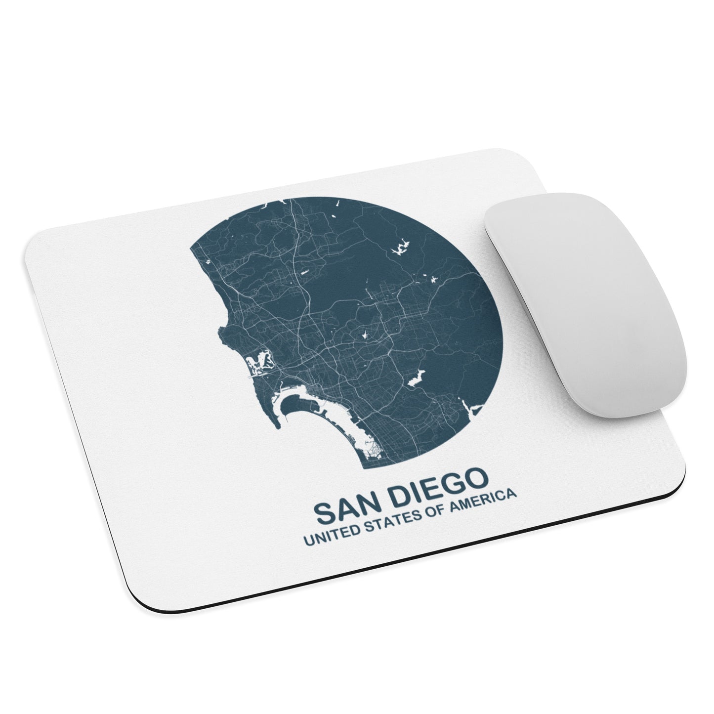 San Diego Circular Blue Map Mouse Pad