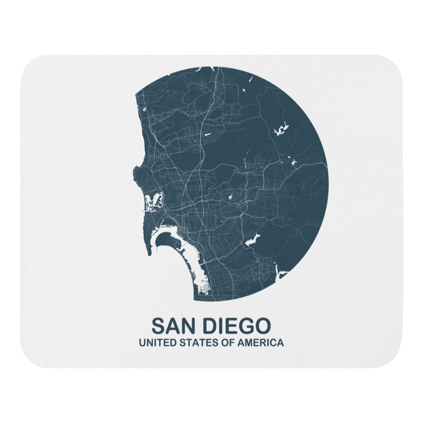 San Diego Circular Blue Map Mouse Pad