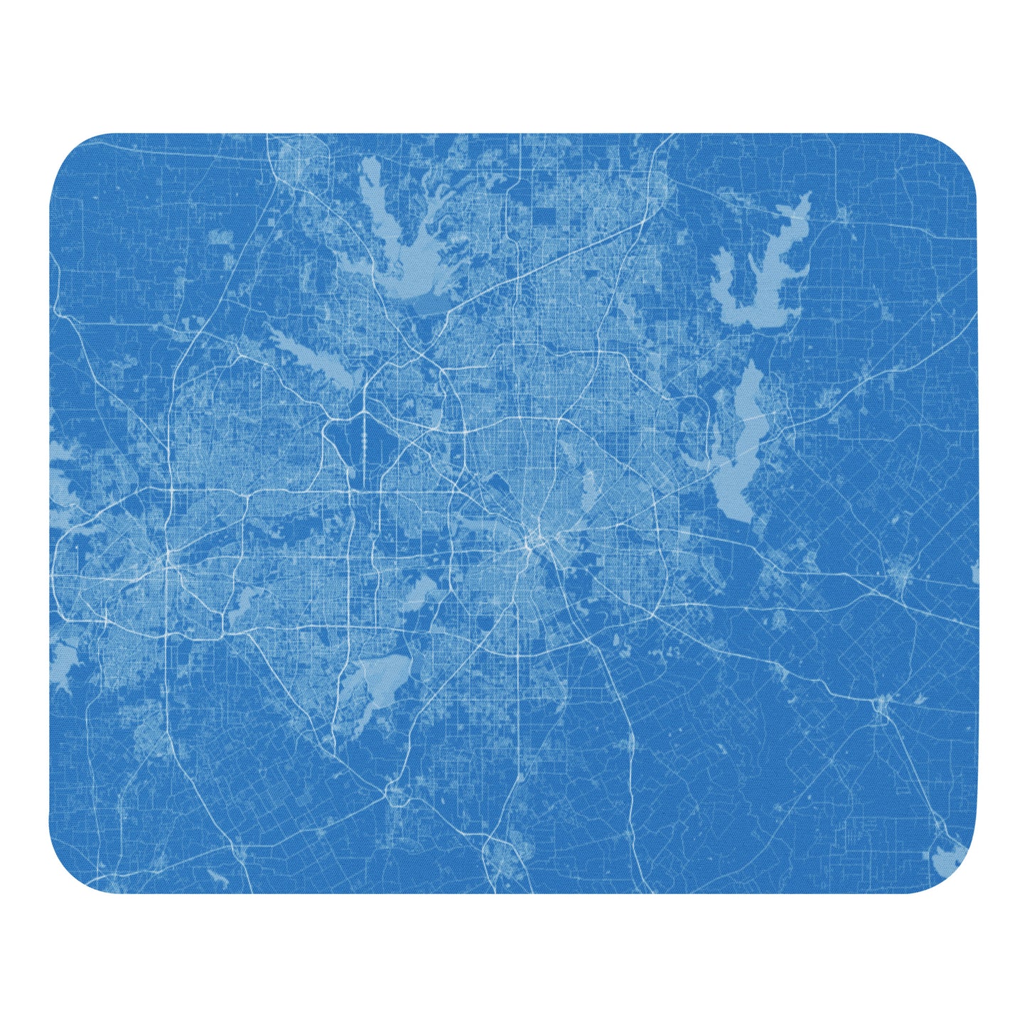 Dallas Blue and White Map Mouse Pad