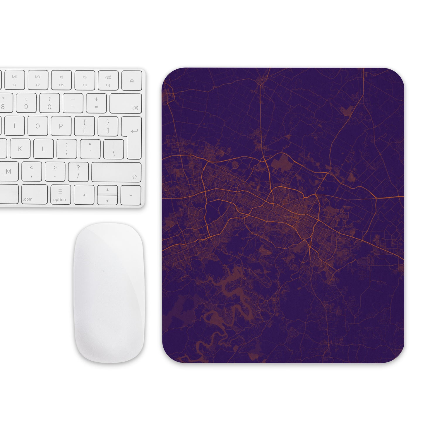 Austin Purple and Orange Map Mouse Pad