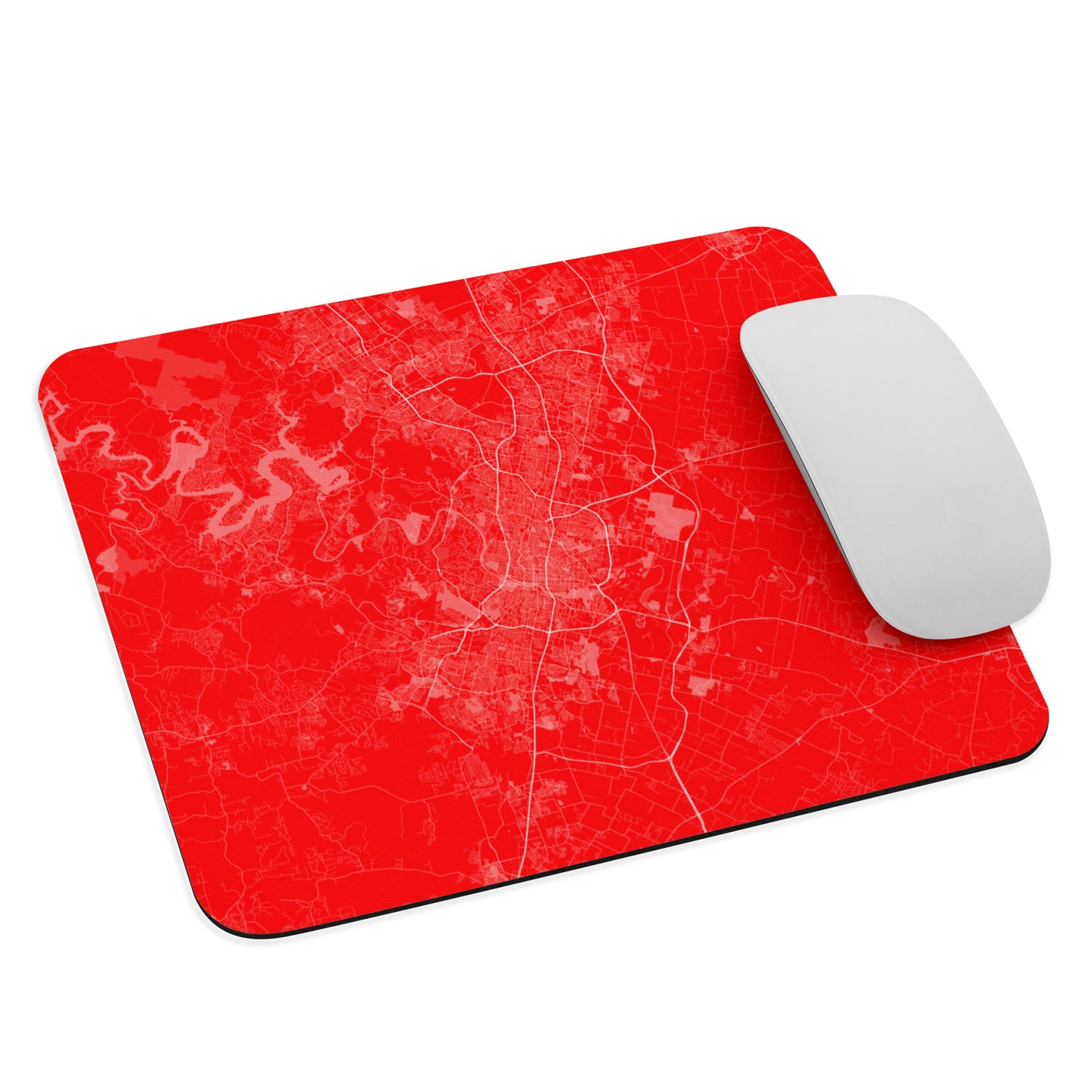 Austin Red and White Map Mouse Pad