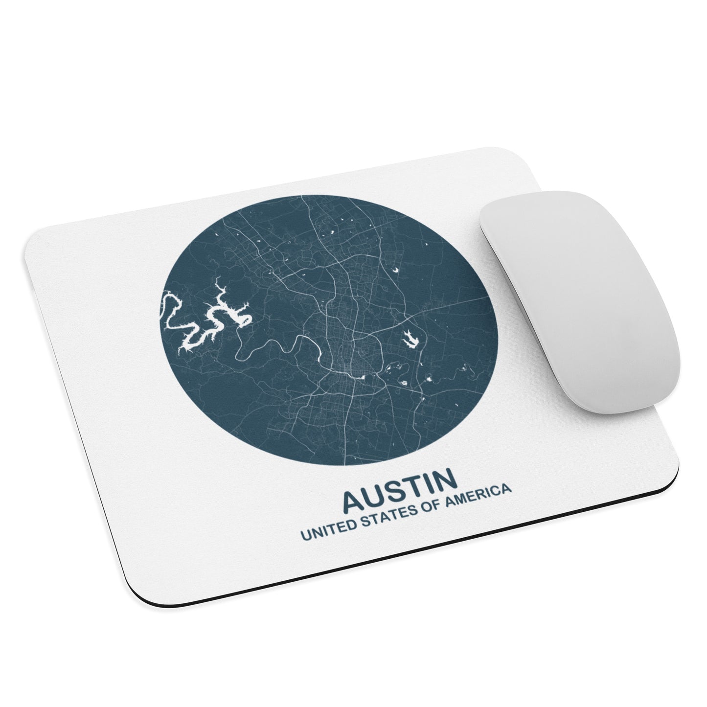 Austin Circular Blue Map Mouse Pad