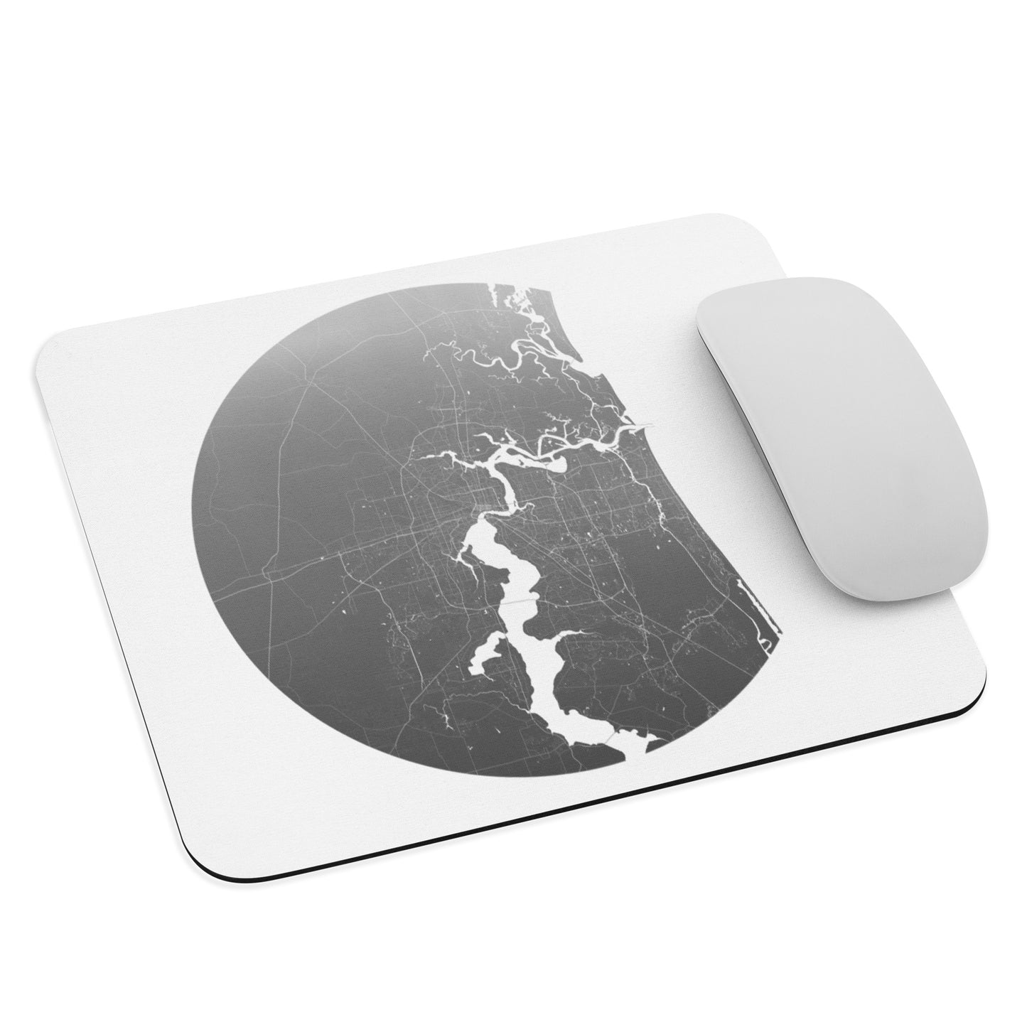 Jacksonville Silver on White Map Mouse Pad