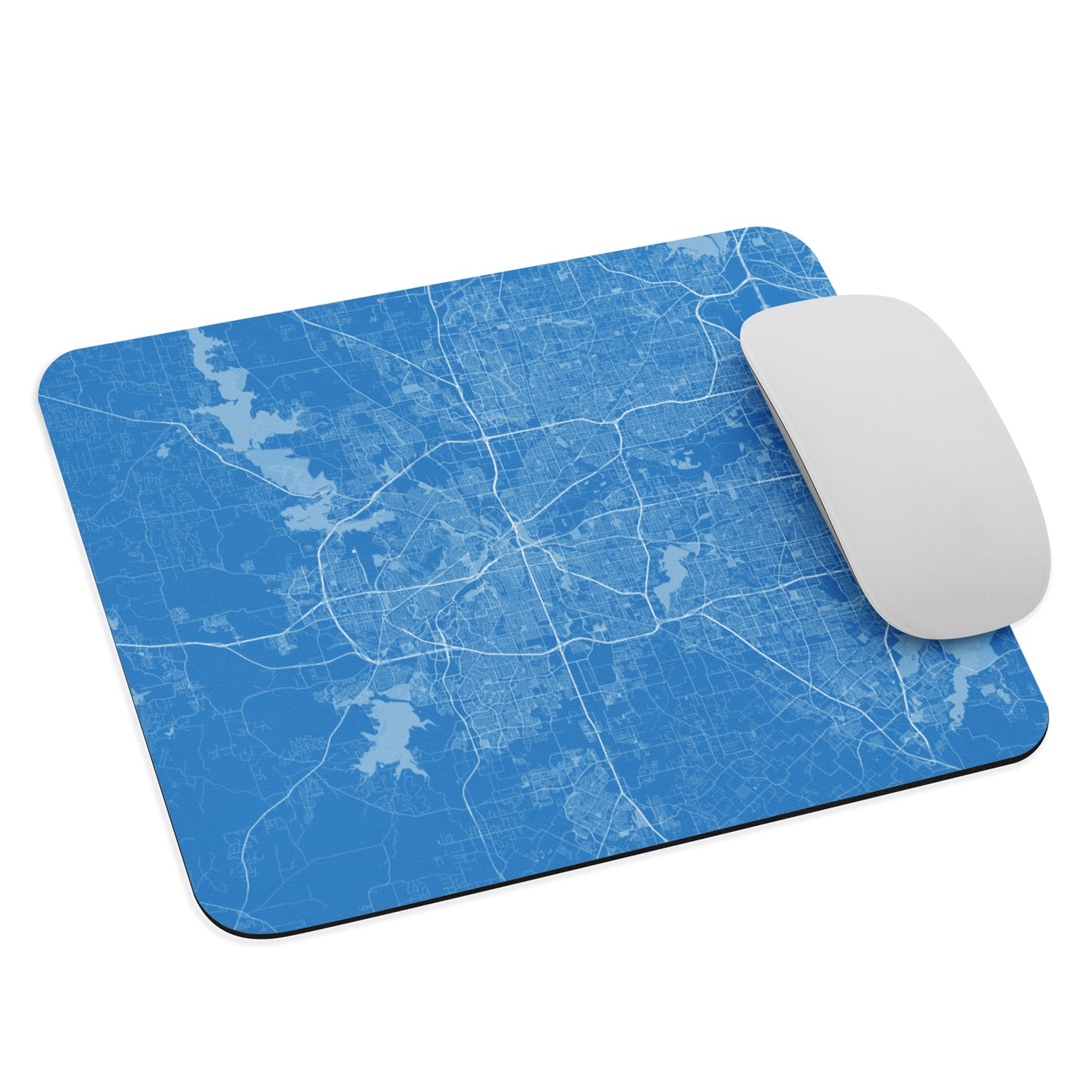 Fort Worth Blue and White Map Mouse Pad