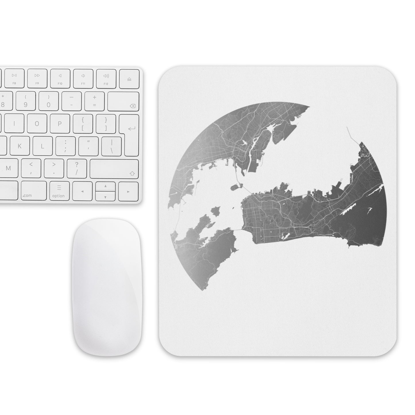 San Francisco Silver on White Map Mouse Pad