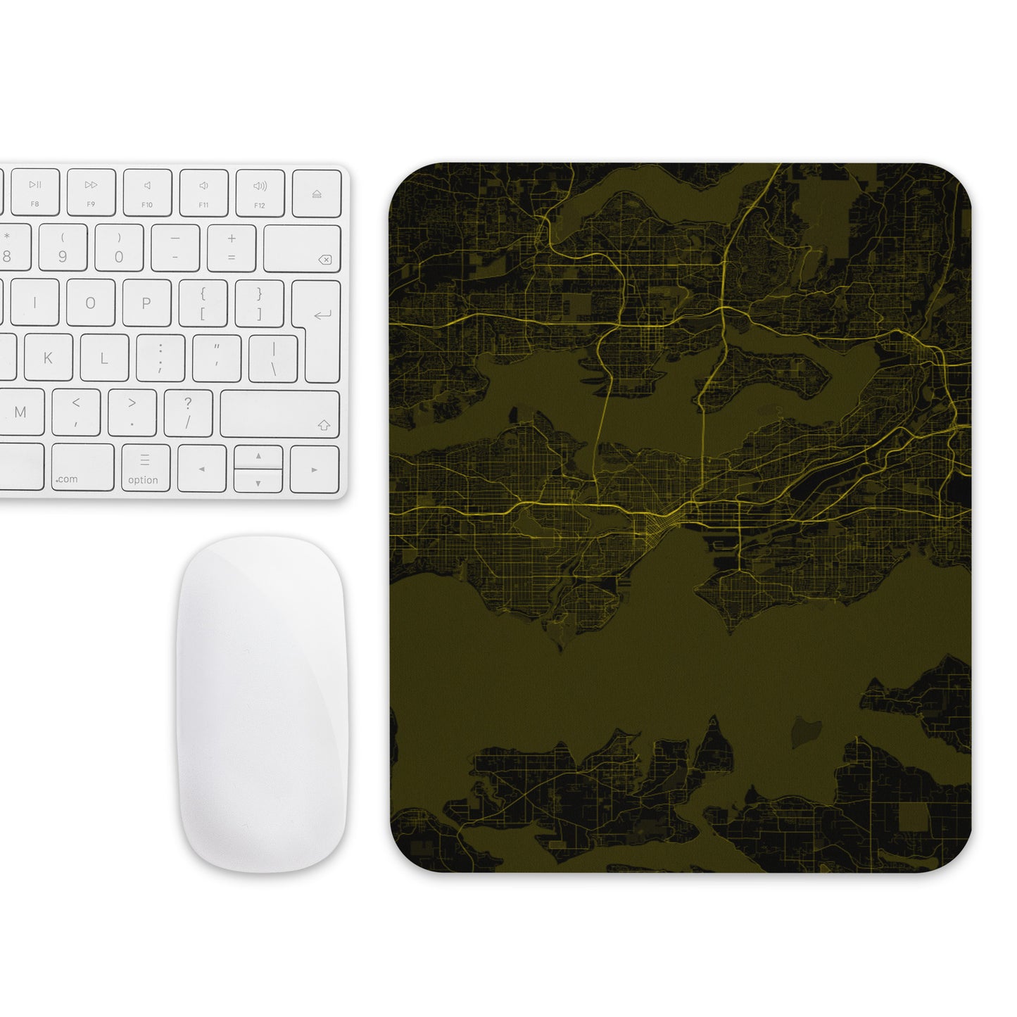 Seattle Black and Yellow Map Mouse Pad
