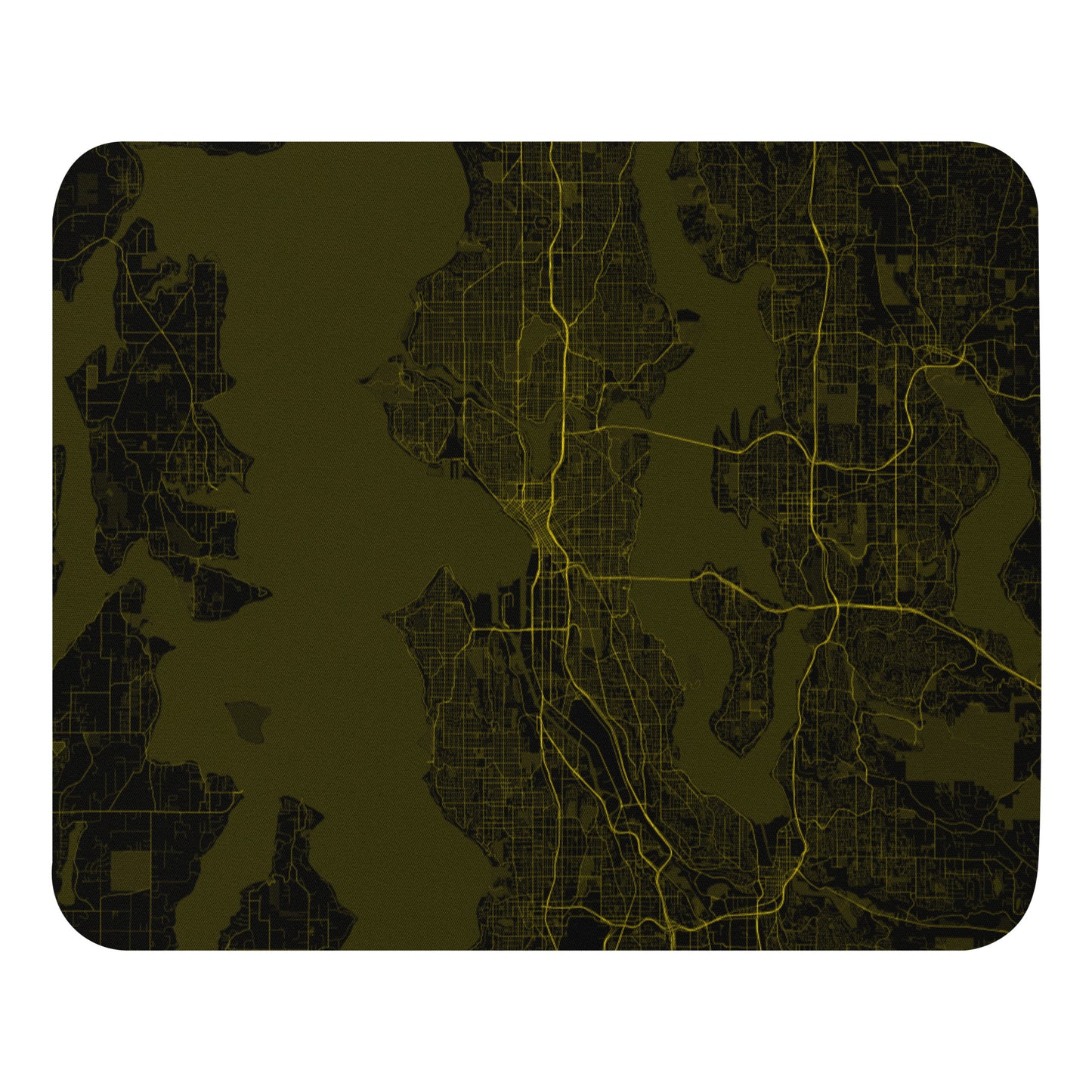 Seattle Black and Yellow Map Mouse Pad