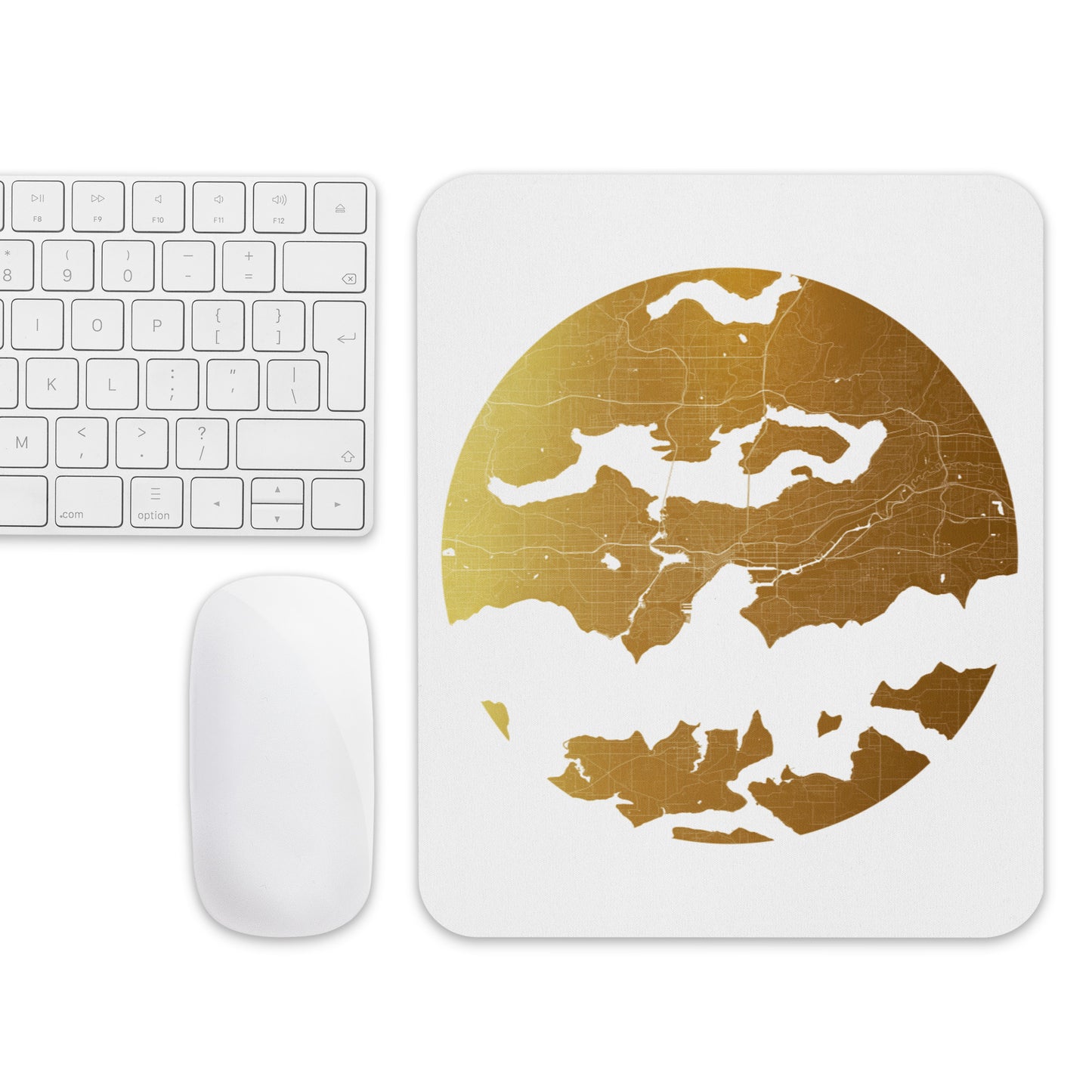 Seattle Gold on White Map Mouse Pad