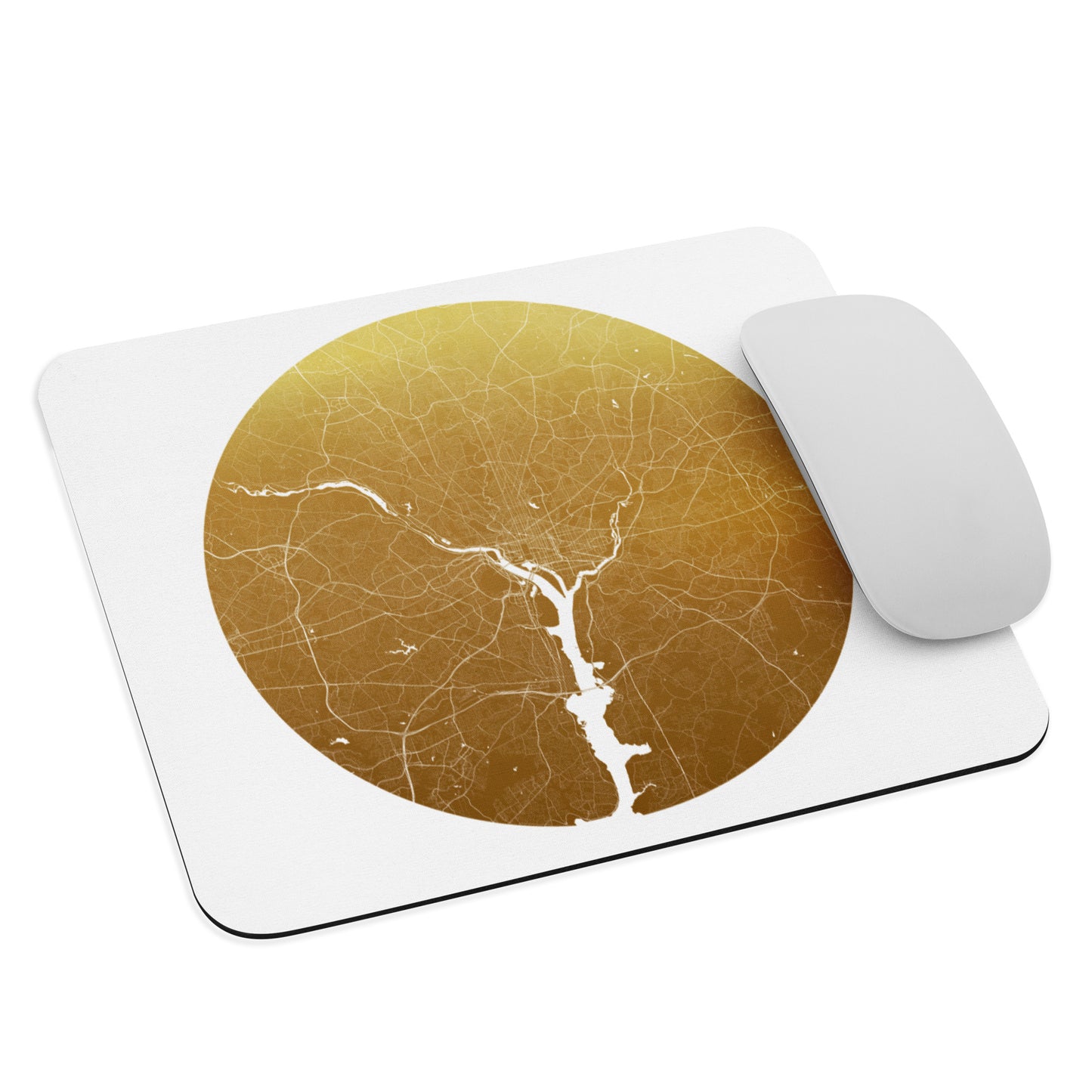 Washington, D.C. Gold on White Map Mouse Pad