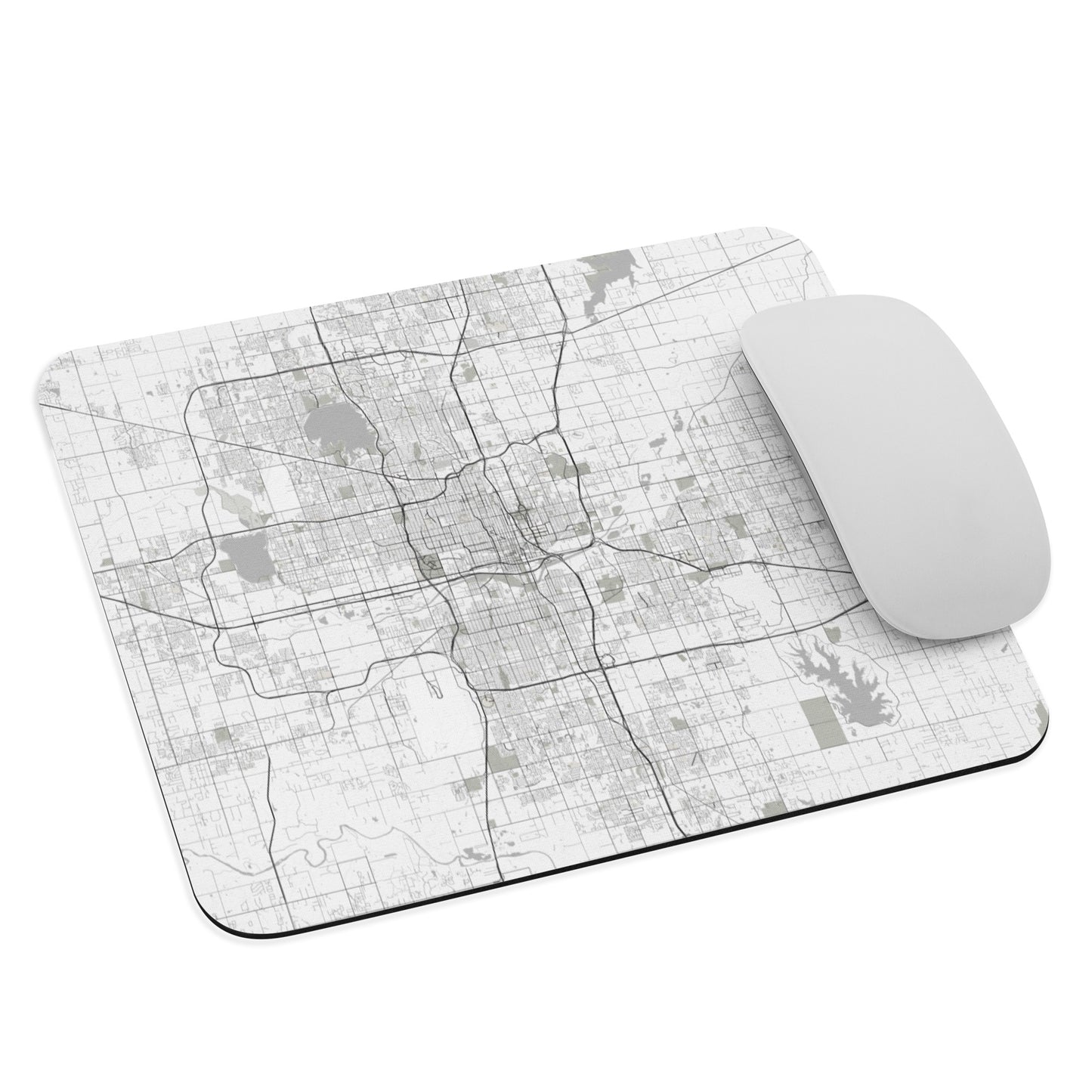 Oklahoma City White Map Mouse Pad