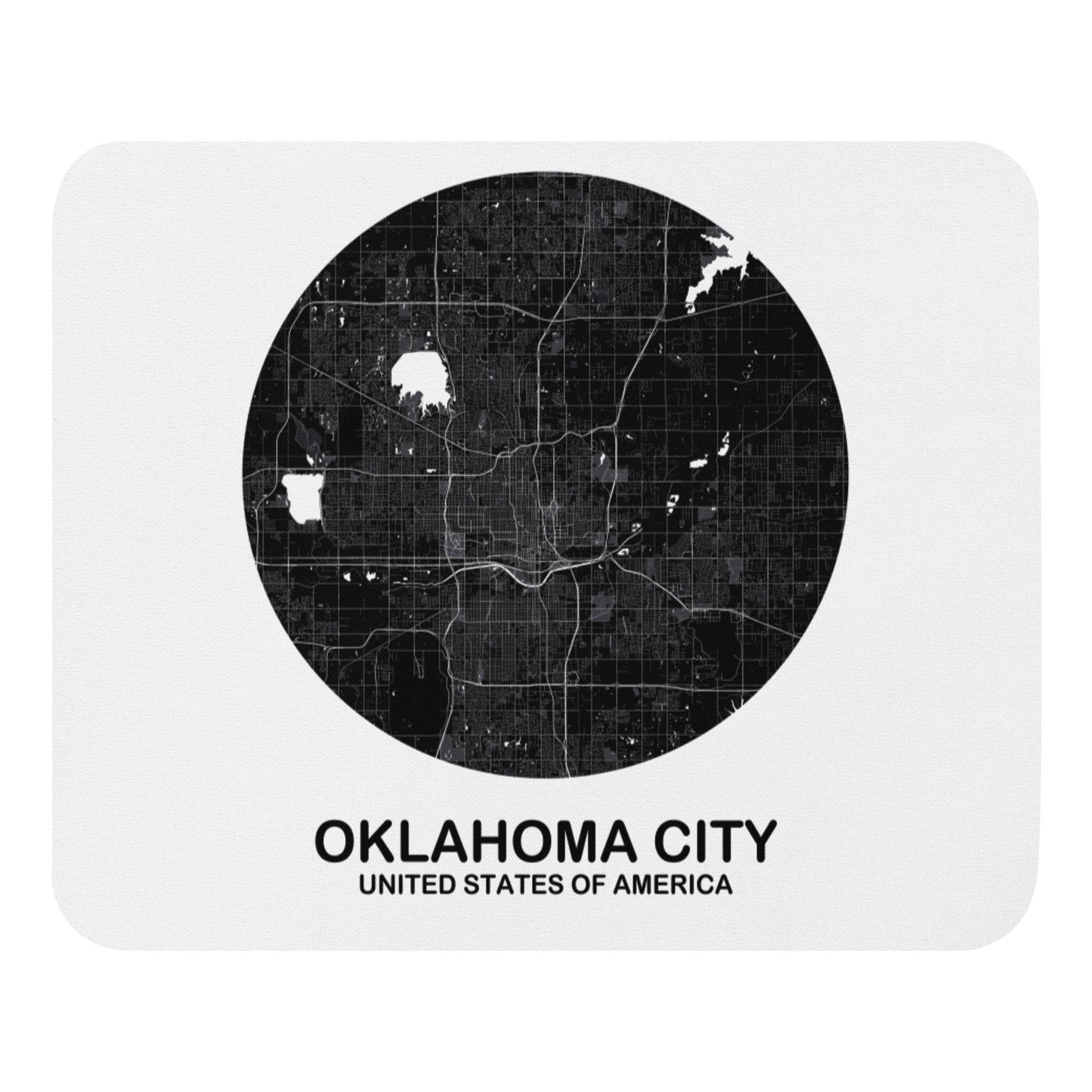 Oklahoma City Circular Black Map Mouse Pad