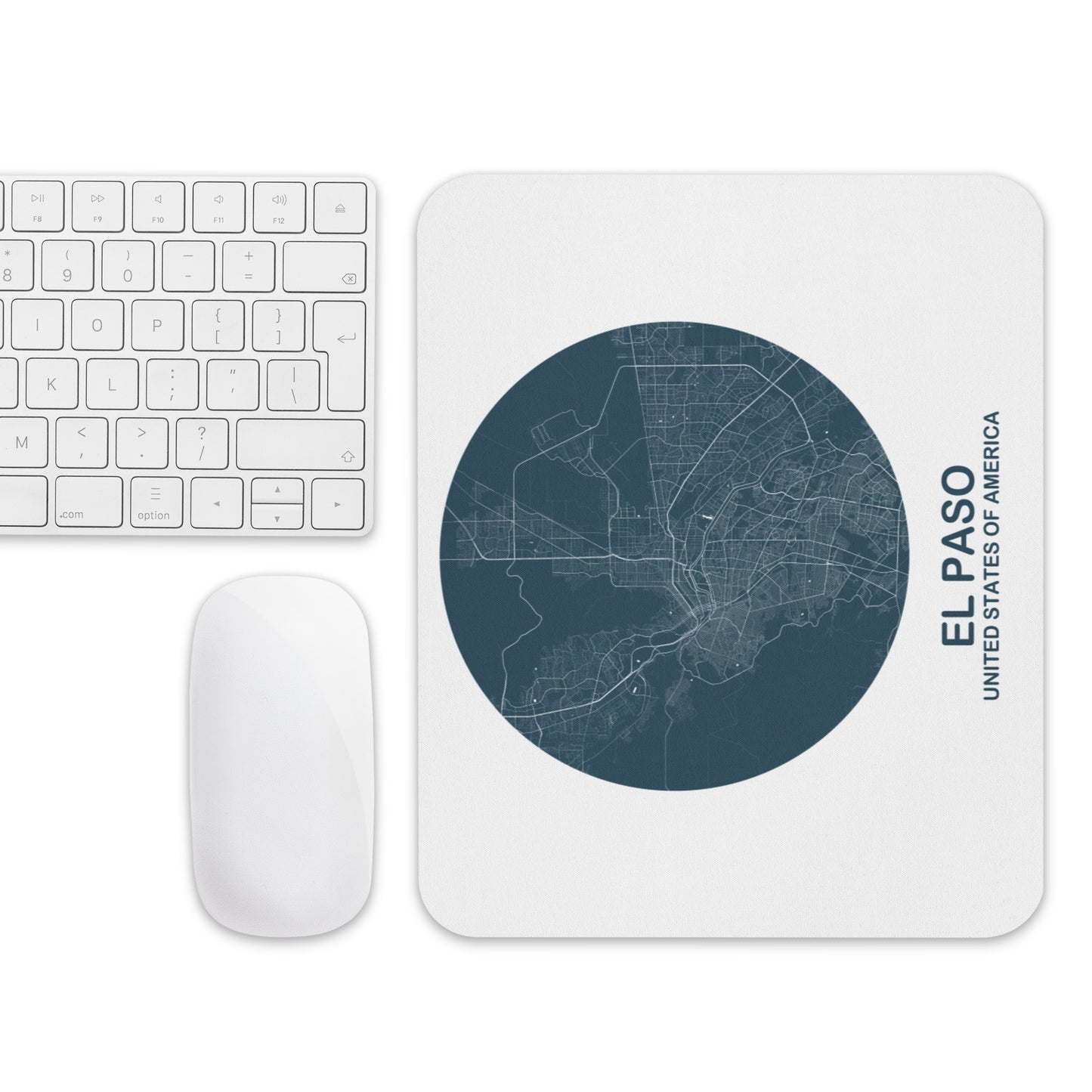 El Paso Circular Blue Map Mouse Pad