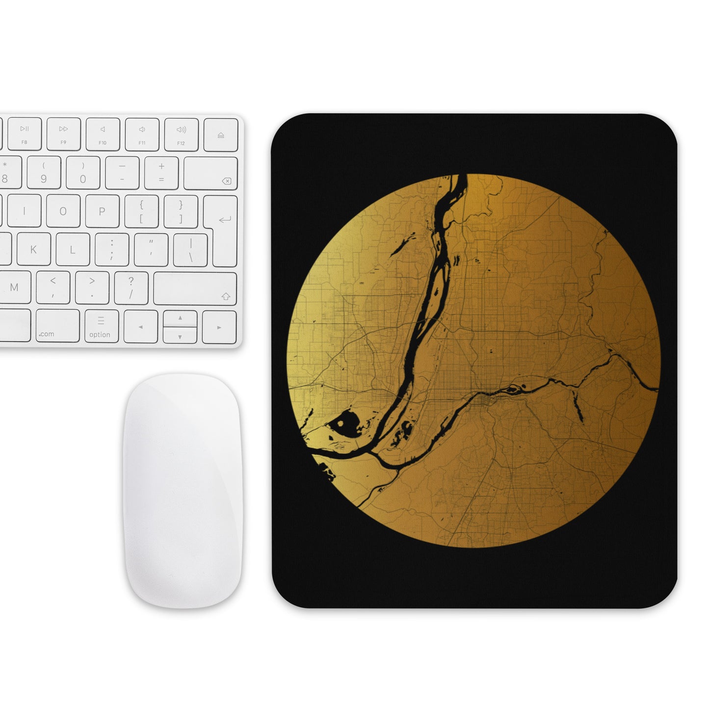 Portland Gold on Black Map Mouse Pad
