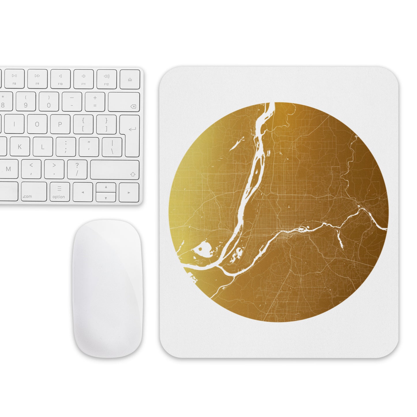 Portland Gold on White Map Mouse Pad