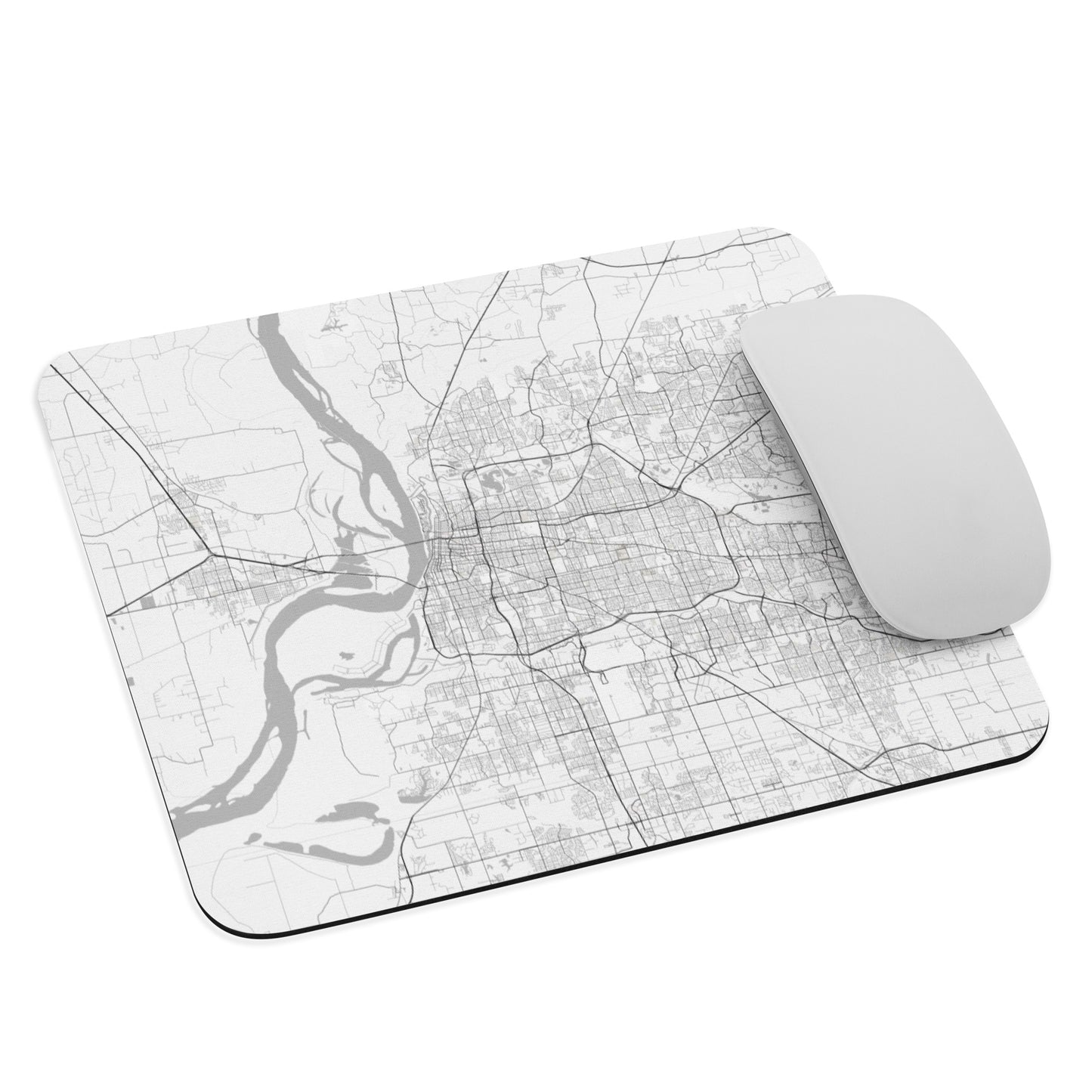 Memphis White Map Mouse Pad
