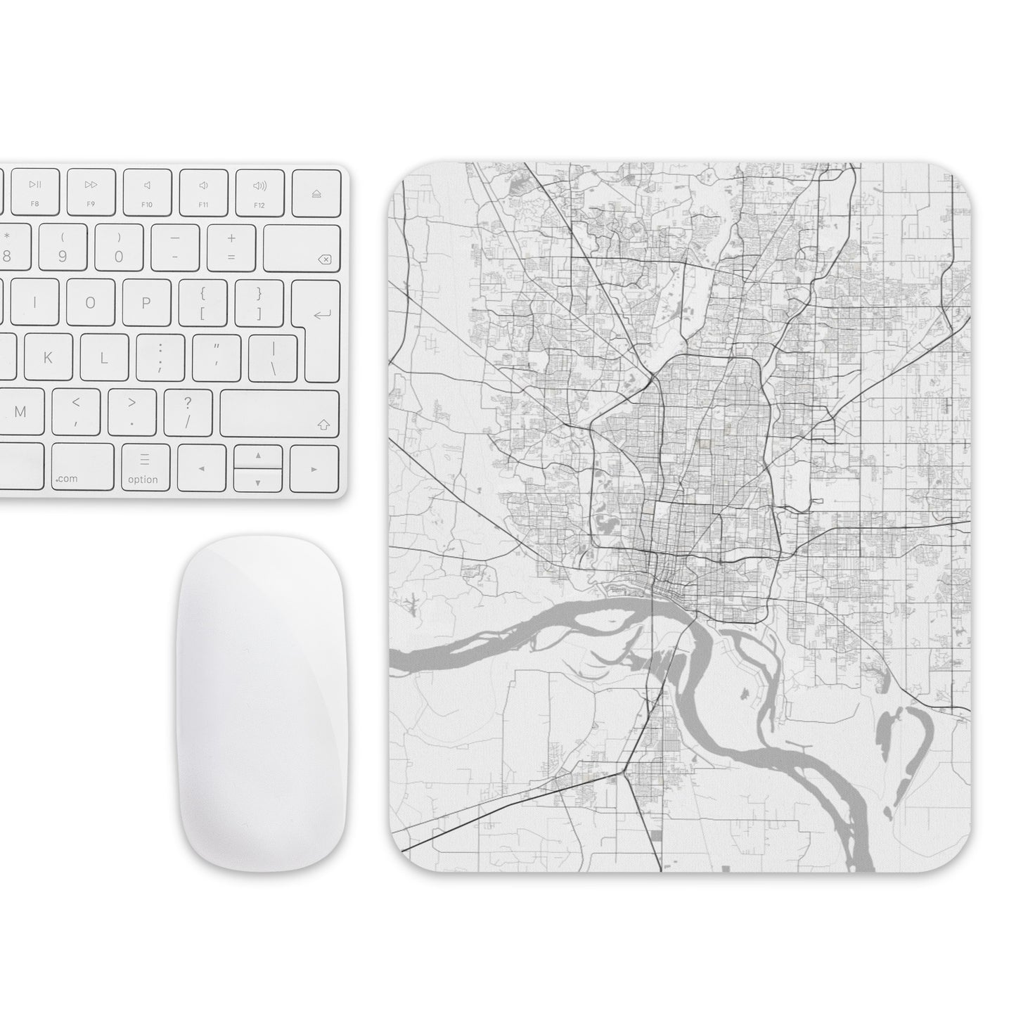 Memphis White Map Mouse Pad