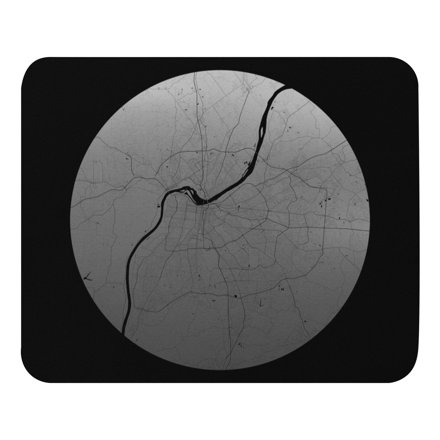 Louisville Silver on Black Map Mouse Pad