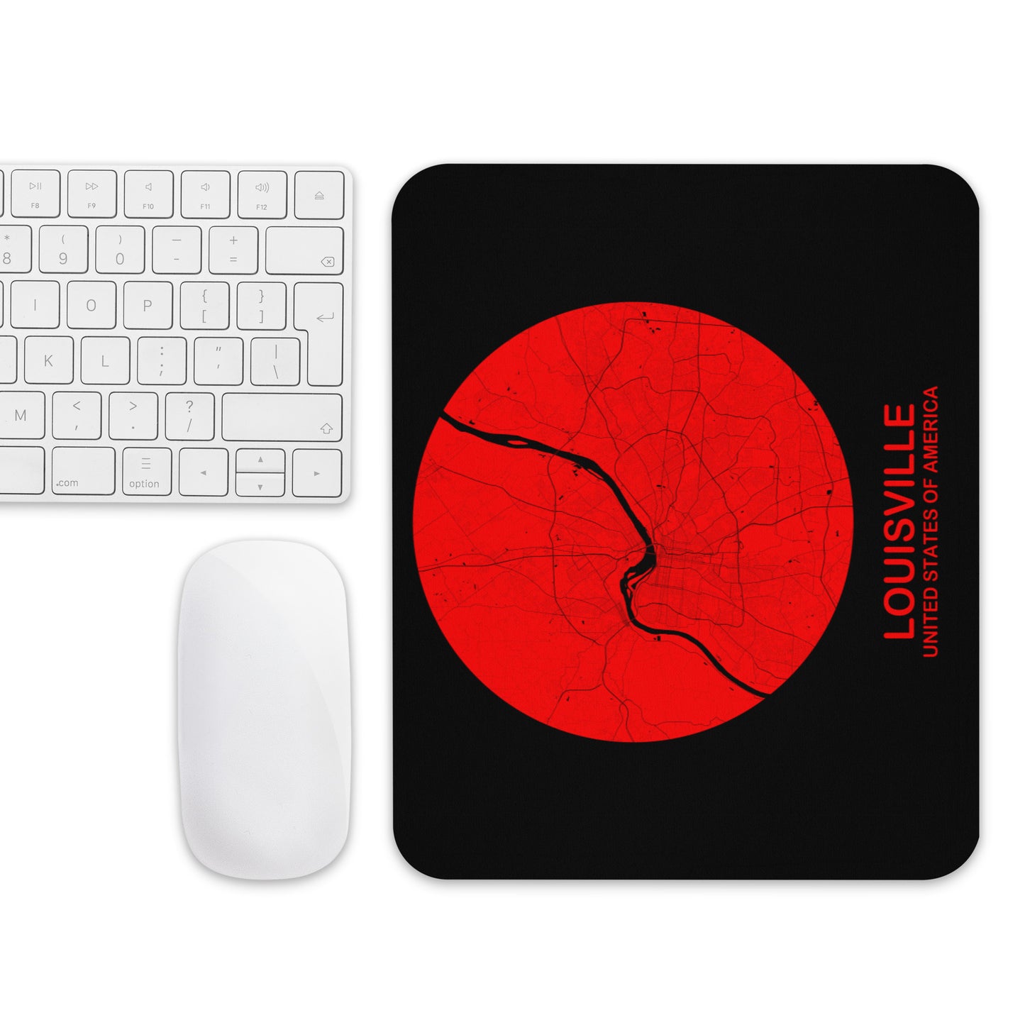 Louisville Circular Red Map Mouse Pad