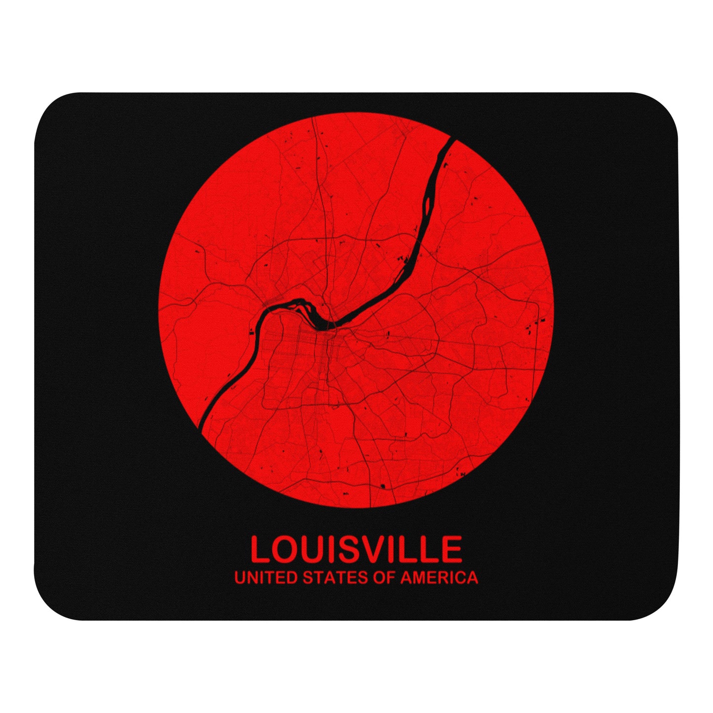 Louisville Circular Red Map Mouse Pad