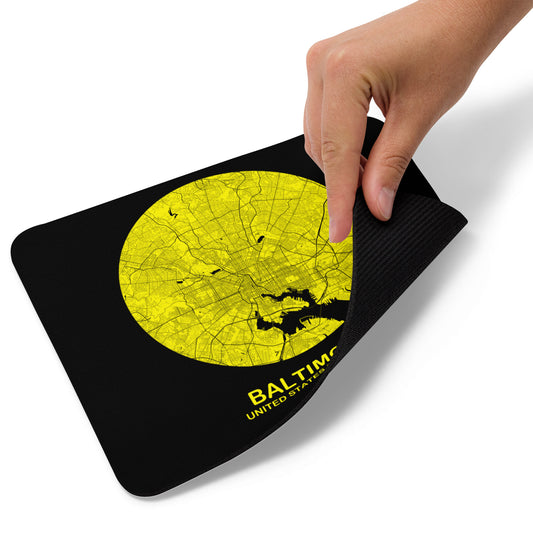 Baltimore Circular Yellow Map Mouse Pad