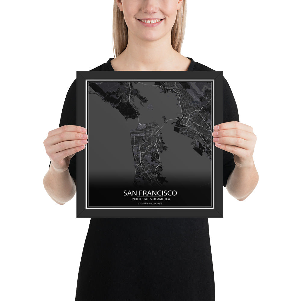 San Francisco Black Framed Map