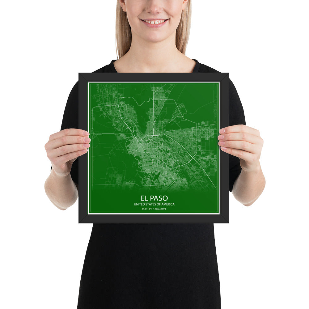 El Paso Green and White Framed Map