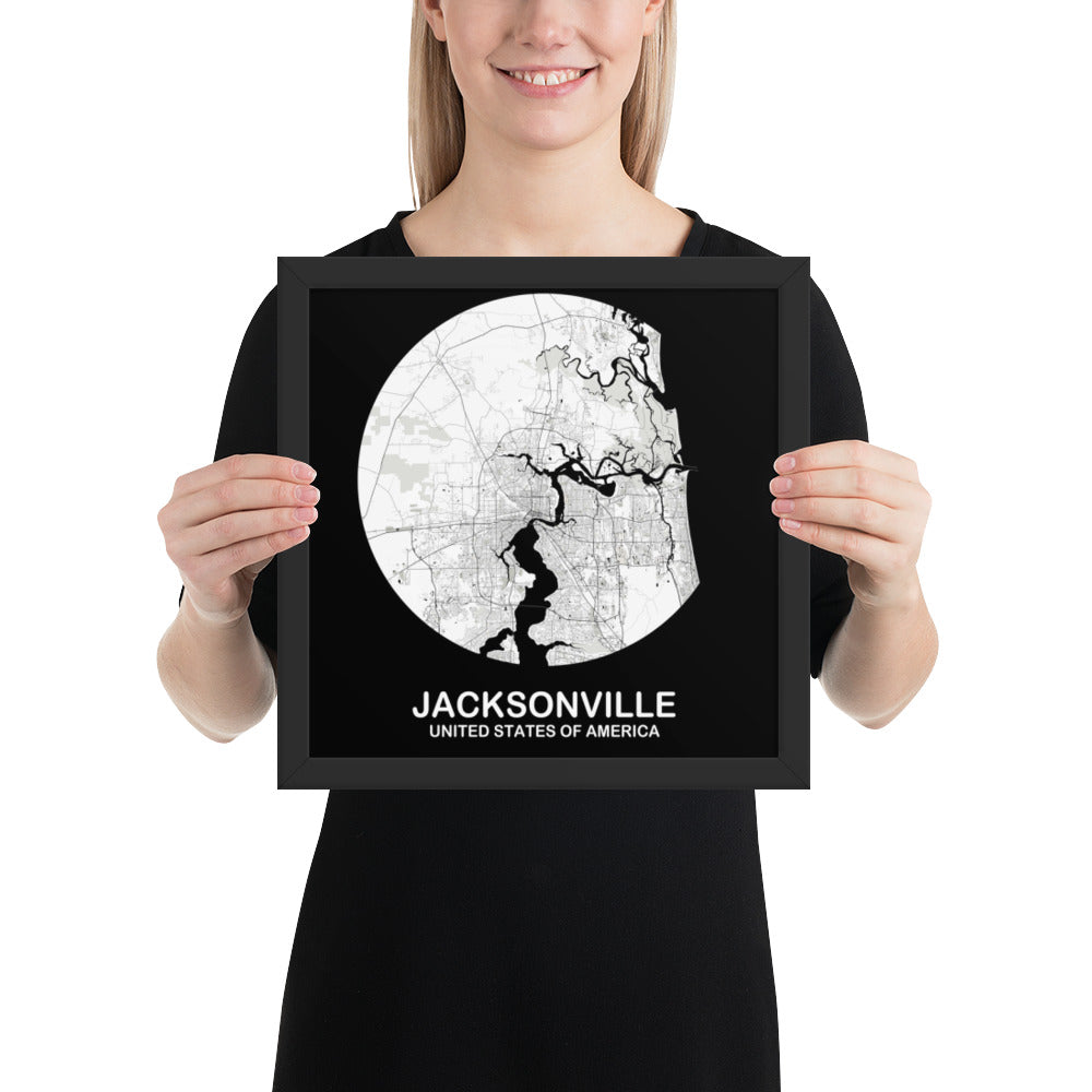 Jacksonville Circular White Framed Map