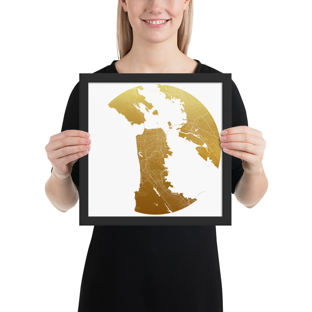 San Francisco Gold on White Framed Map