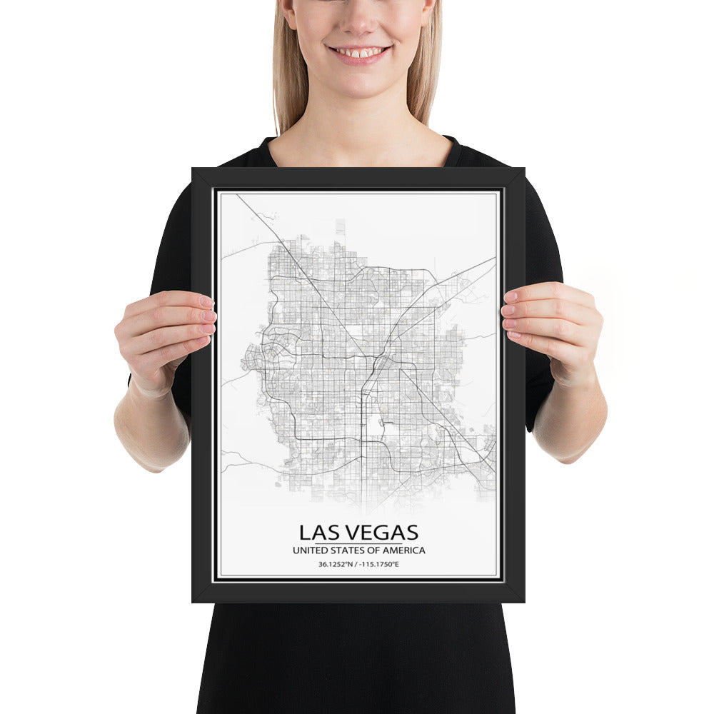 Las Vegas White Framed Map