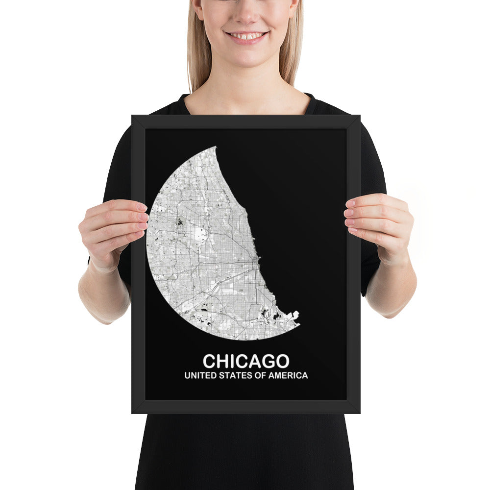 Chicago Circular White Framed Map