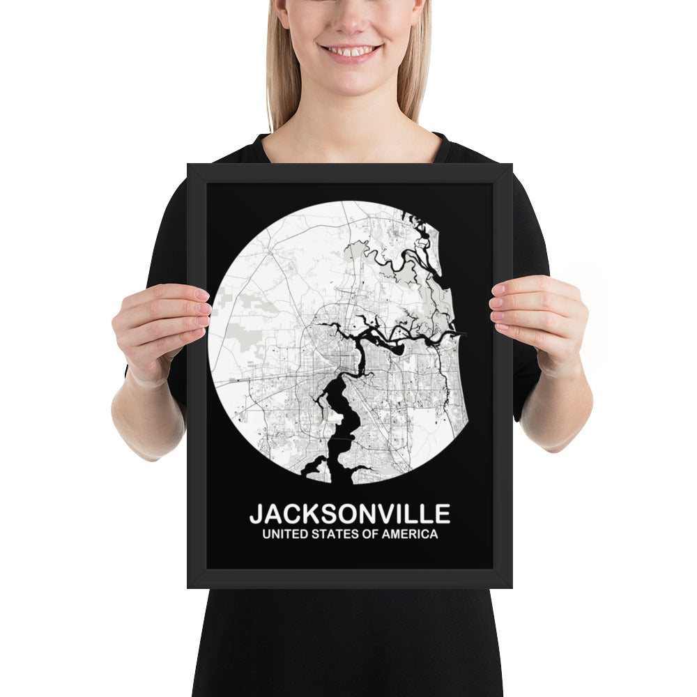 Jacksonville Circular White Framed Map