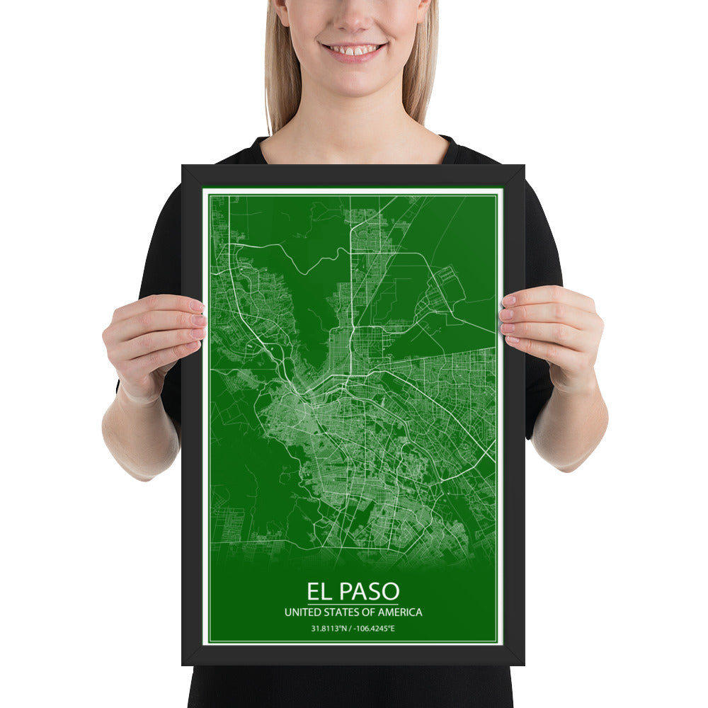 El Paso Green and White Framed Map