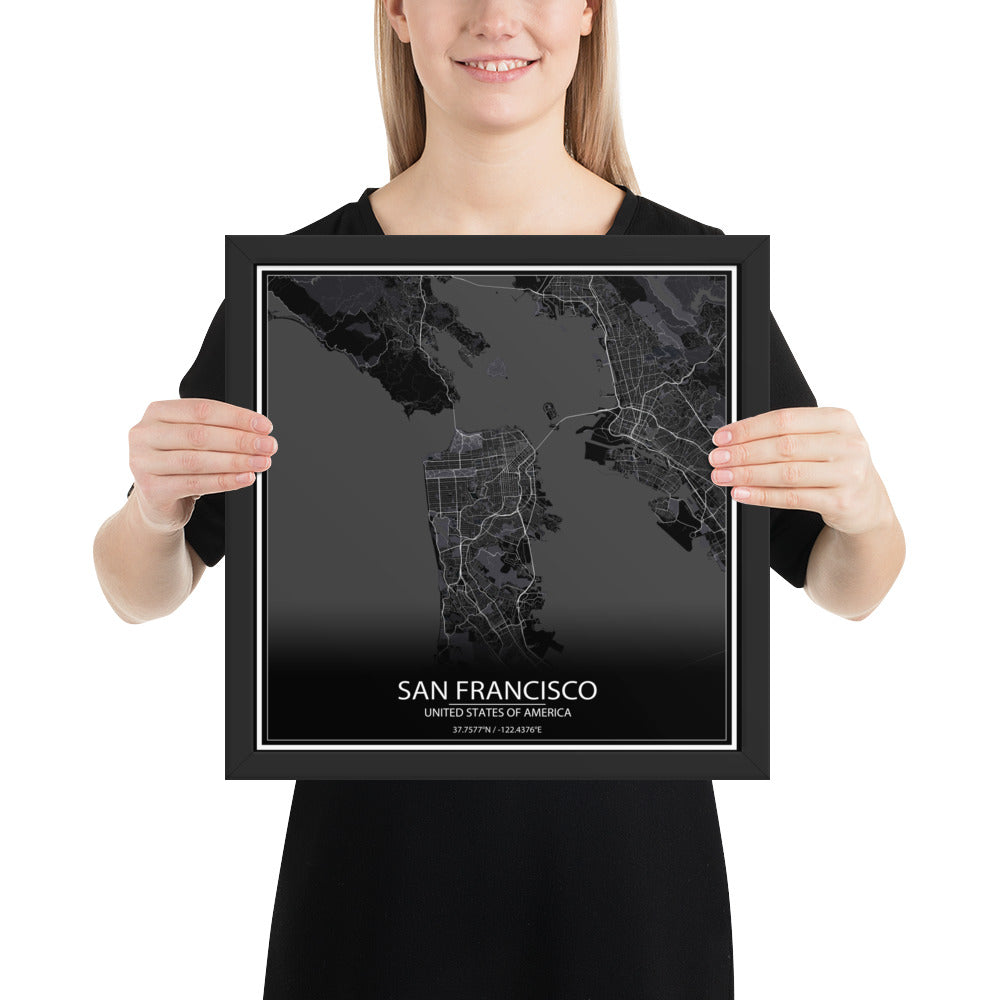 San Francisco Black Framed Map