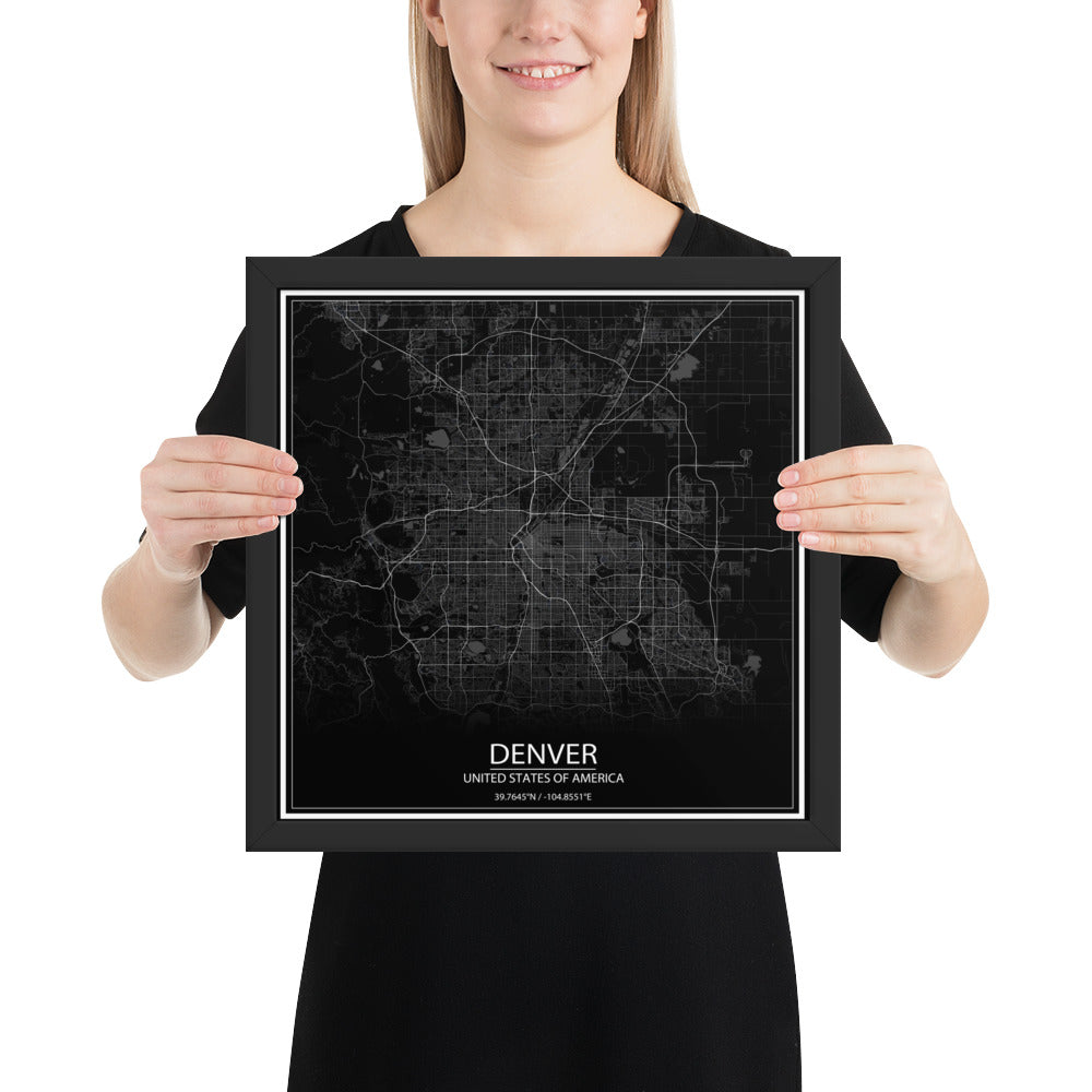 Denver Black Framed Map