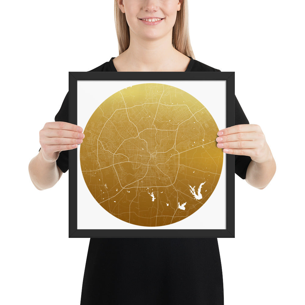San Antonio Gold on White Framed Map