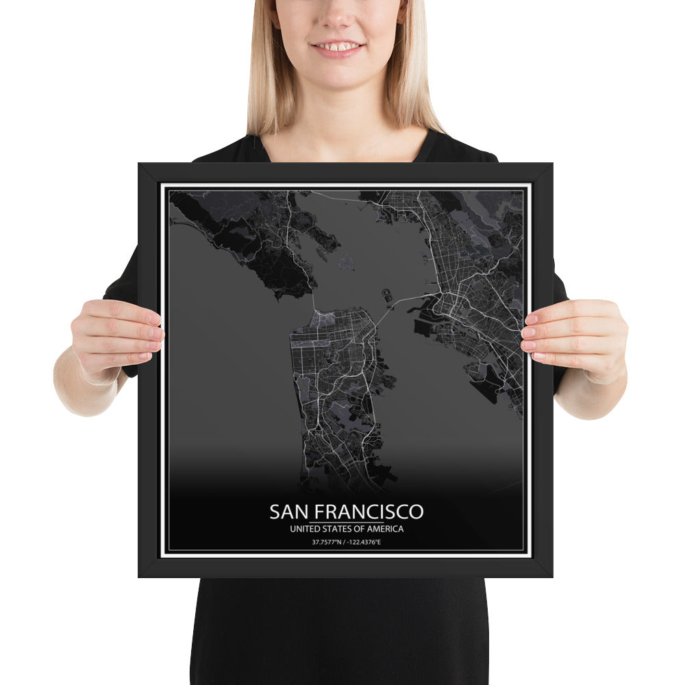 San Francisco Black Framed Map