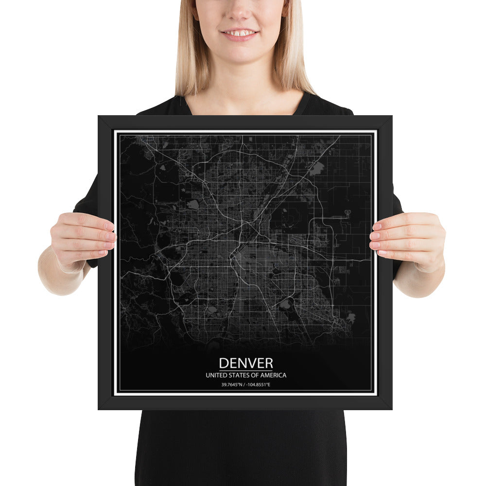 Denver Black Framed Map
