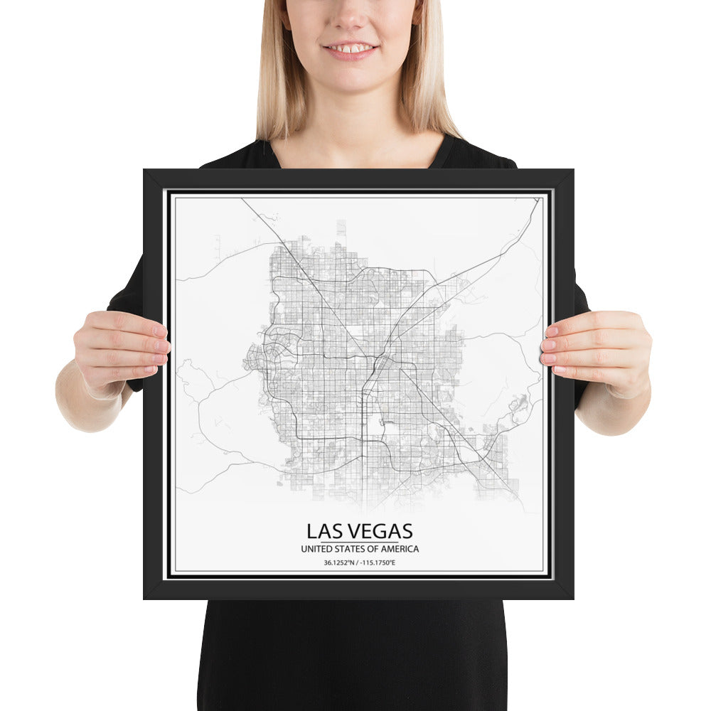 Las Vegas White Framed Map
